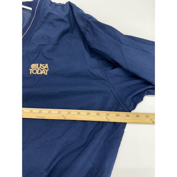 Swingster Windbreaker Size XL USA Today Blue Embroidered Long Sleeve V-Neck - Picture 9 of 12